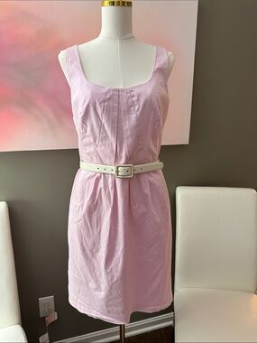 Sleeveless Light Pink Scoop Neck Dress with POCKETS!